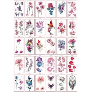 30 Sheet Flowers Temporary Tattoo Women- Flowers Theme Waterproof Body Art